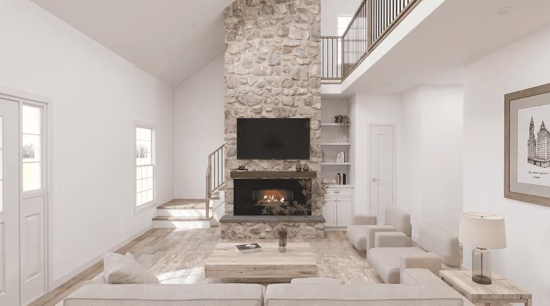 Floor-to-Ceiling Stone and a Fireplace That Actually Does the Work