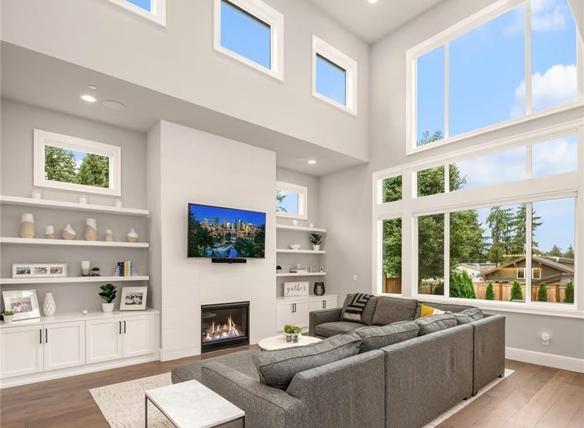 Clerestory Windows and a Fireplace Wall That Does All the Heavy Lifting