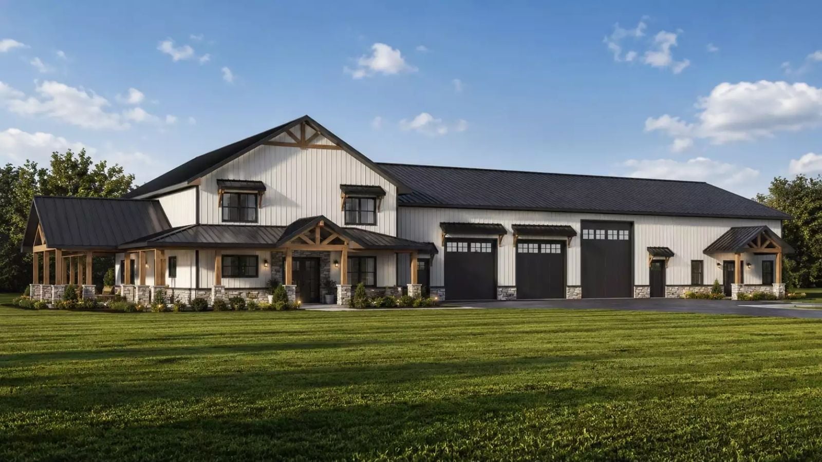 Bonchurch Close 5-Bedroom Barndominium with Shop and In-Law Suite Designed for Families with In-Laws Who Might Be Moving In Whether You Like It or Not (Floor Plan)