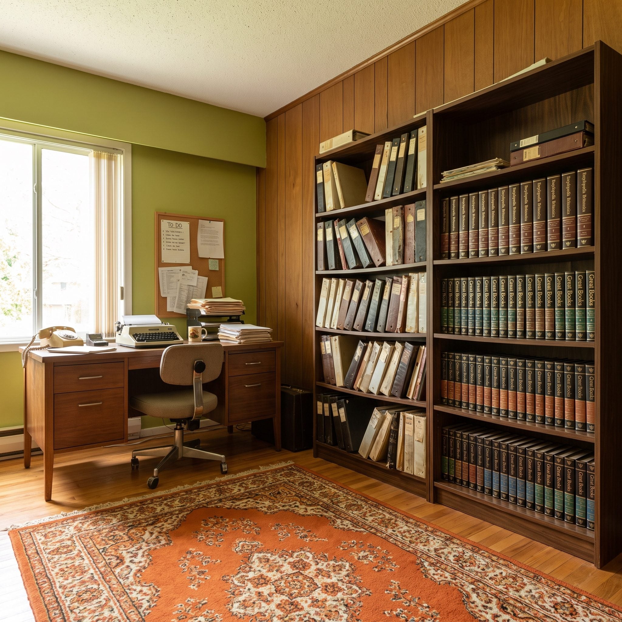 The Bookshelf Sagging Under Binders and a Full Set of Reference Books
