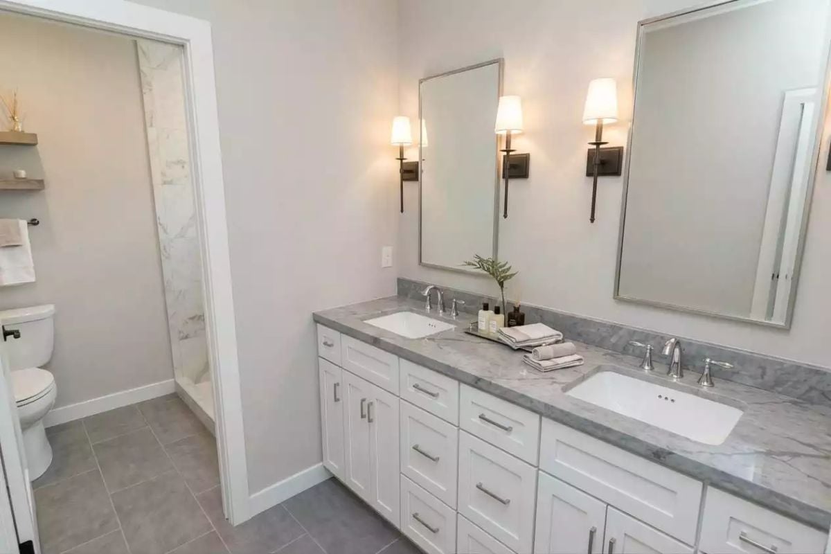 Double Sinks, Marble Counters, and Sconces That Make 6 A.M. Feel Less Offensive