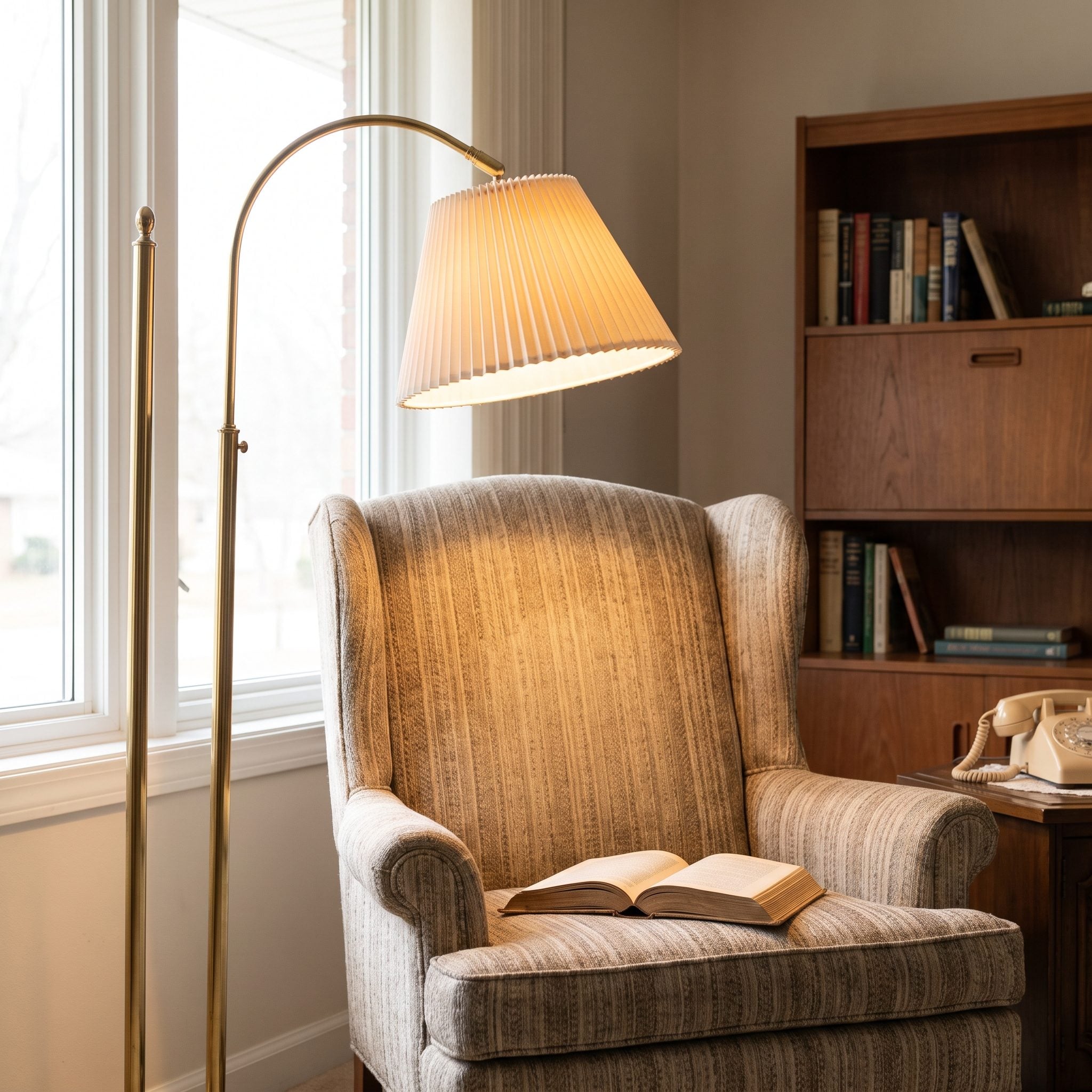 The Brass Floor Lamp Beside the Favorite Reading Chair