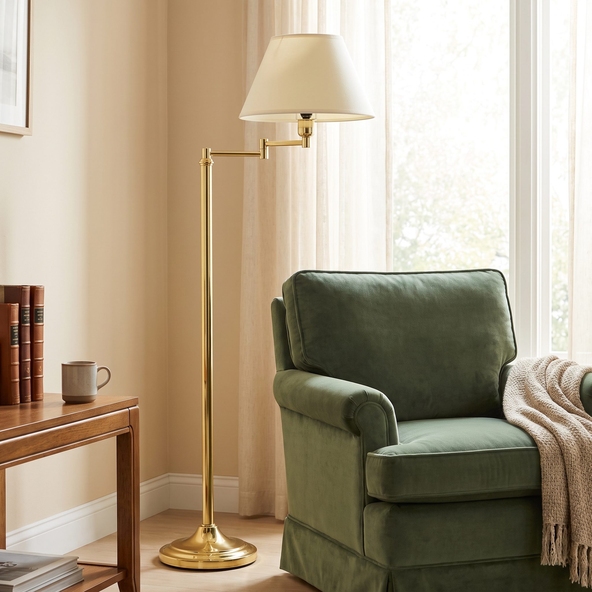 The Brass Floor Lamp Beside the Reading Chair: About $75