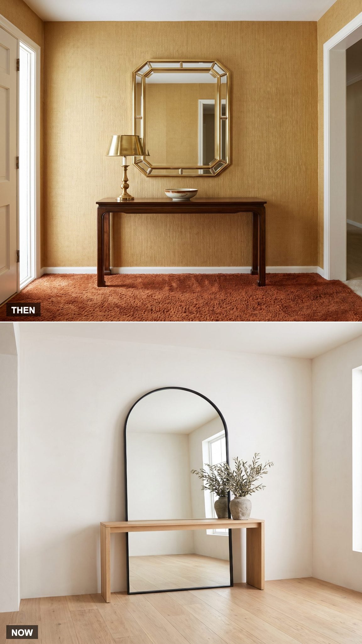The Brass-Framed Mirror vs. The Oversized Arched Mirror