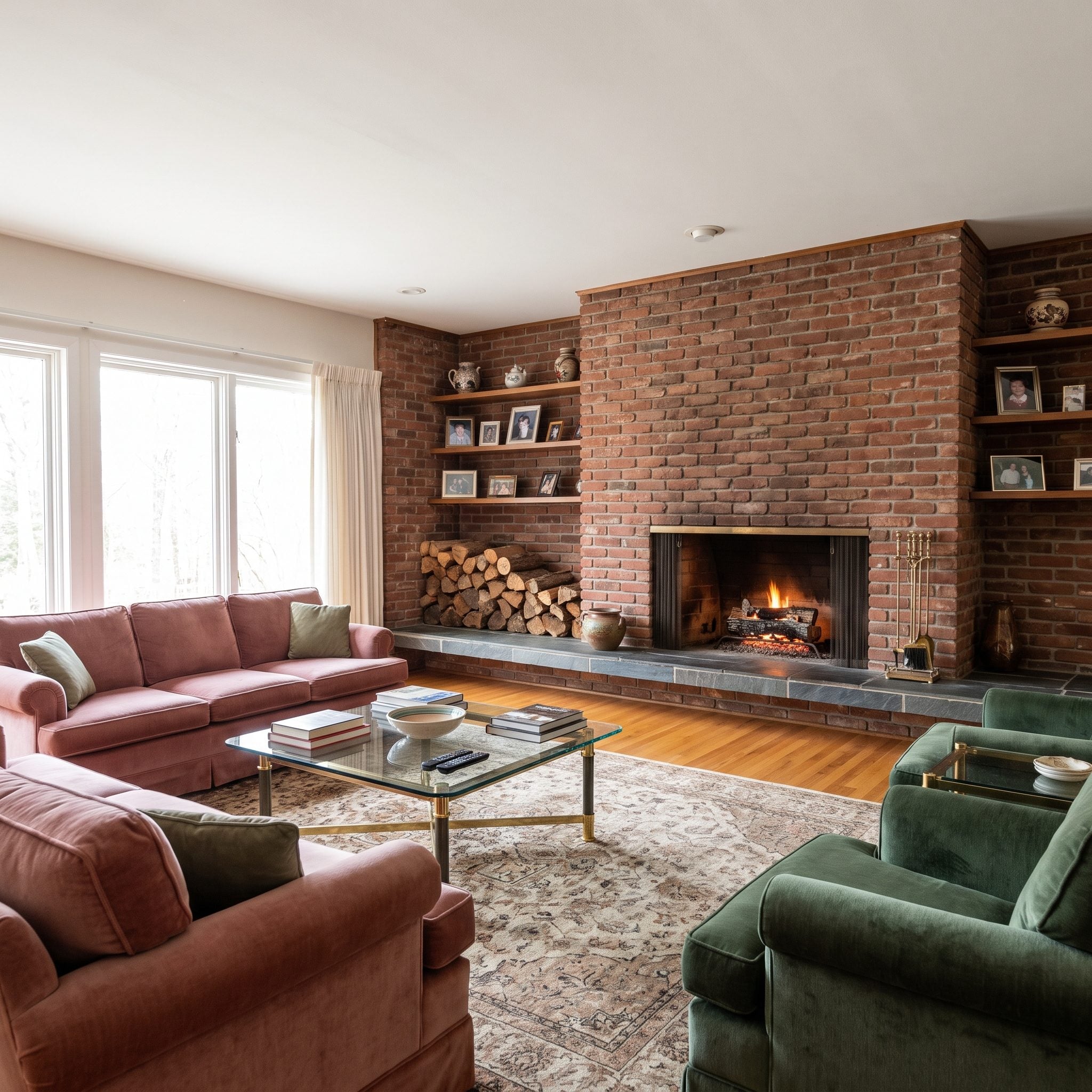The Brick or Stone Fireplace That Anchored the Whole Room