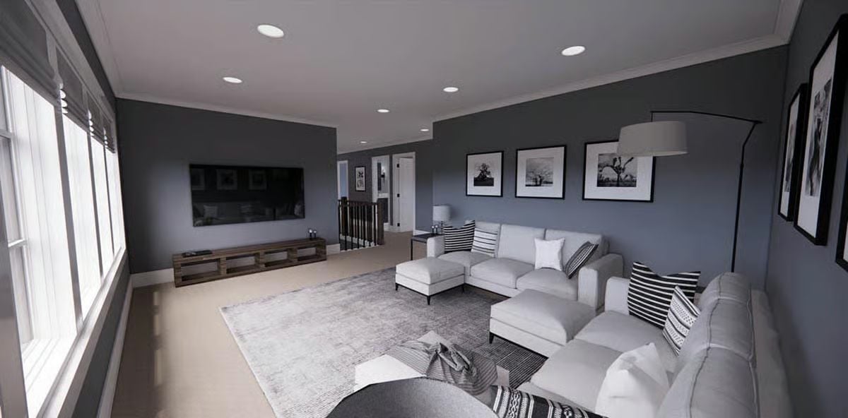 Gray Walls, White Sofas, and Three Framed Prints Holding the Room Together