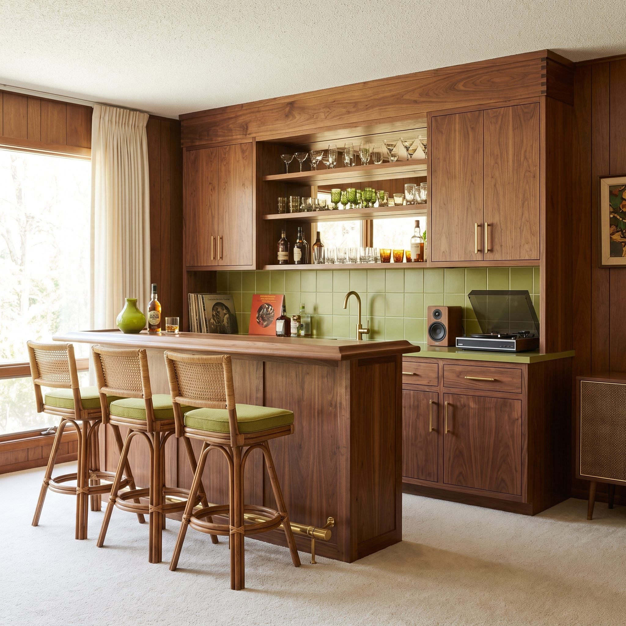 The Built-In Wood Home Bar That Started the Whole Project, Around $300 to $700 in 1975