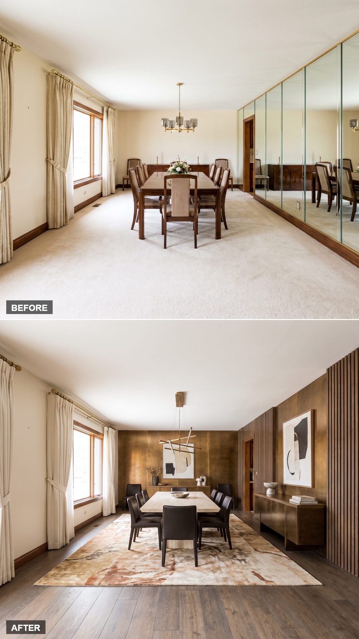 Burnished Bronze and Oak Dining Room