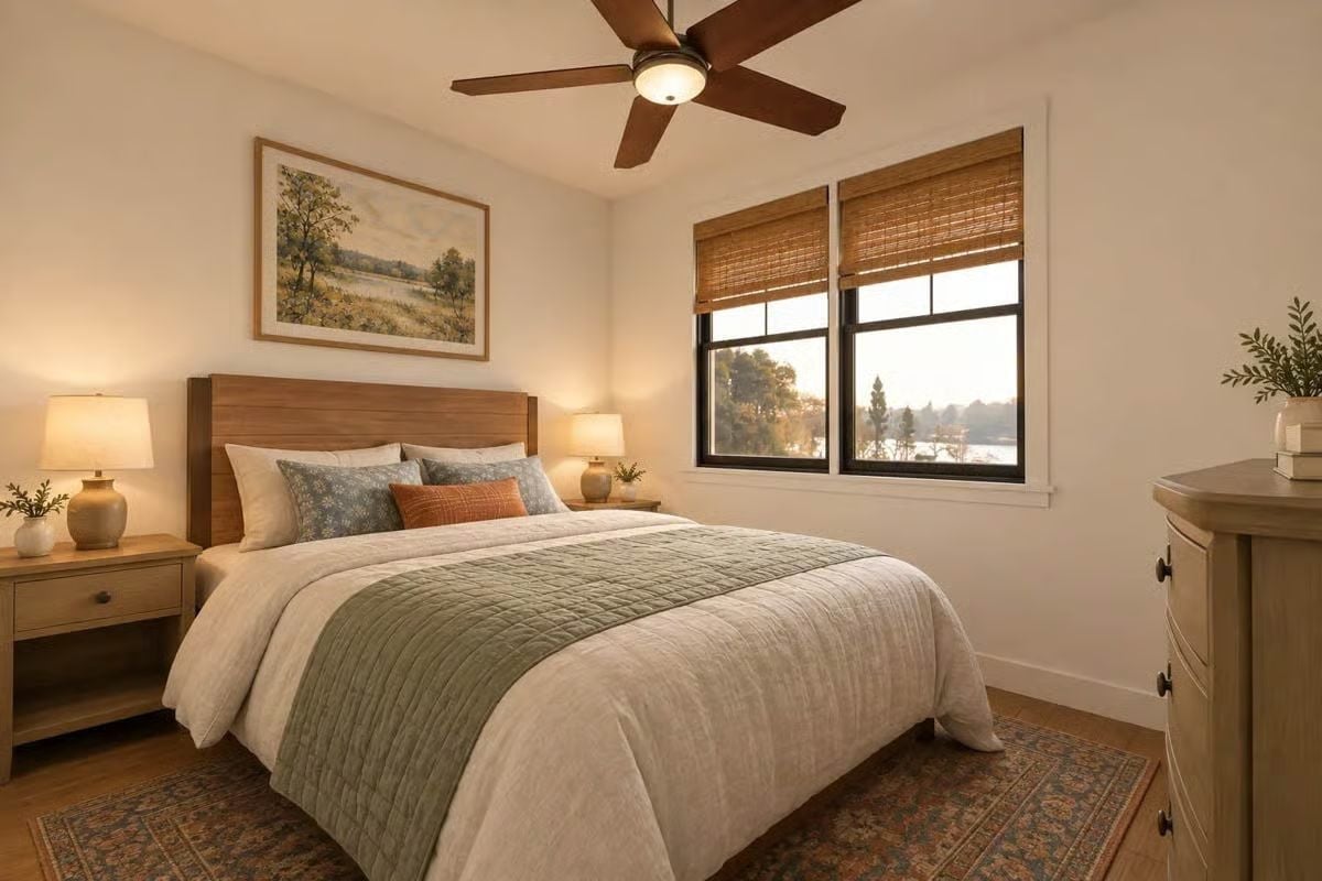 Bamboo Shades and a Quilted Runner That Make You Want to Sleep In