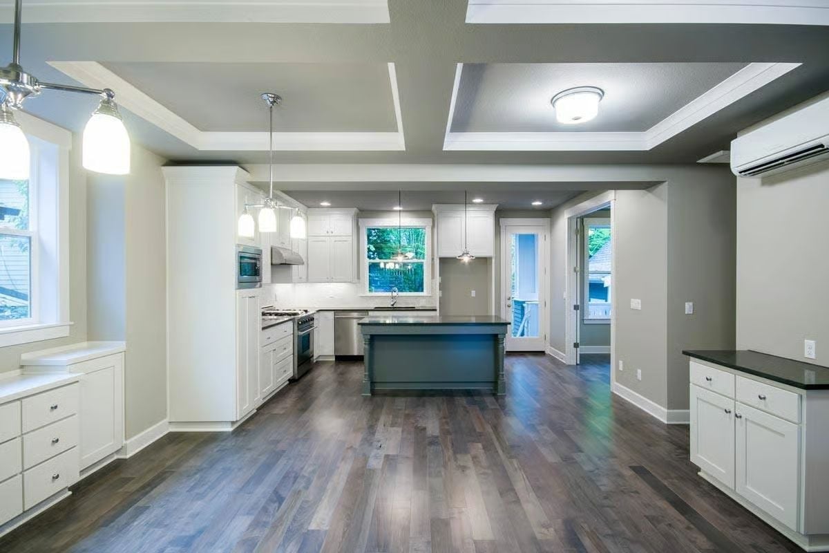 Teal Island, White Cabinets, and Zero Apologies for the Mini-Split