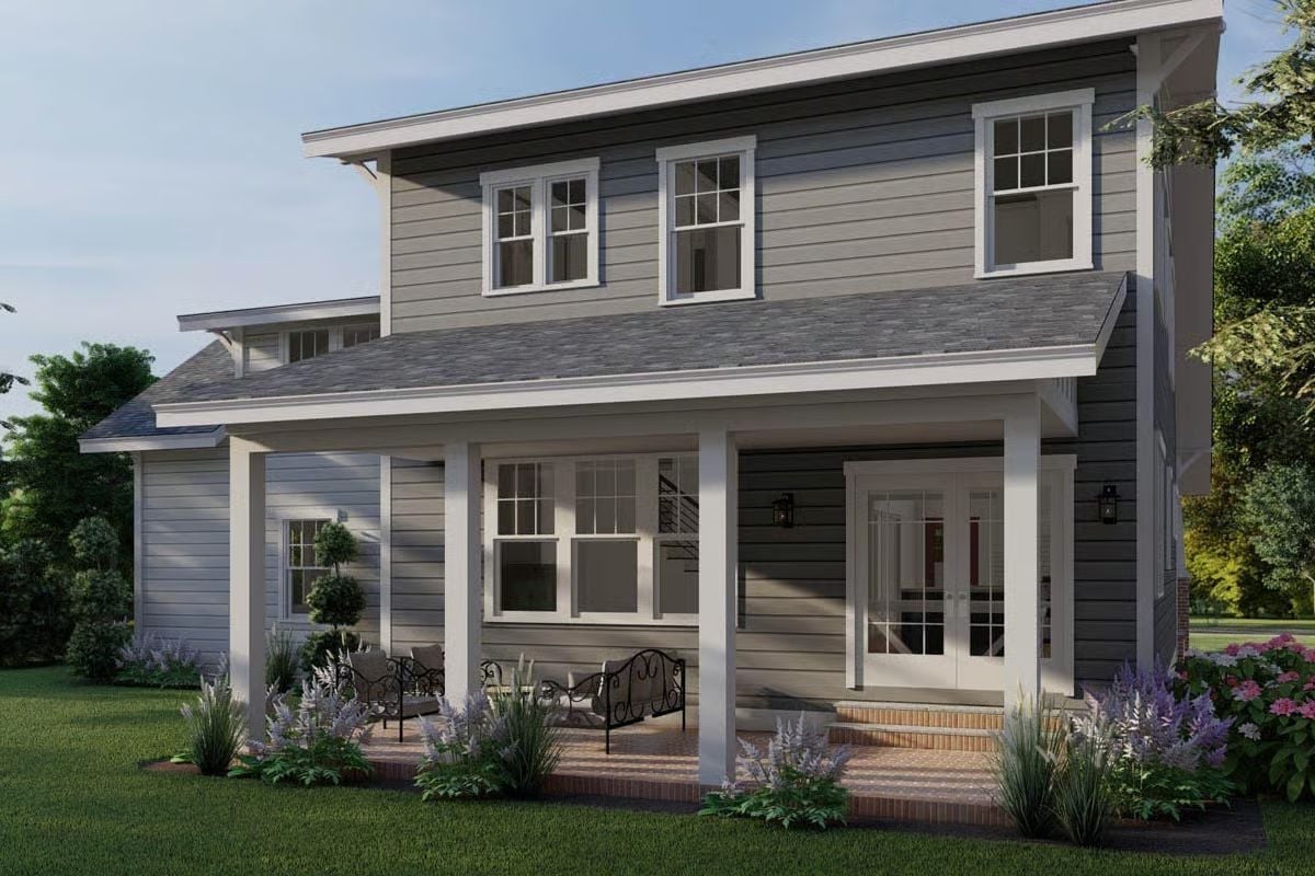 Gray Lap Siding and a Covered Porch That Actually Has Seating Room