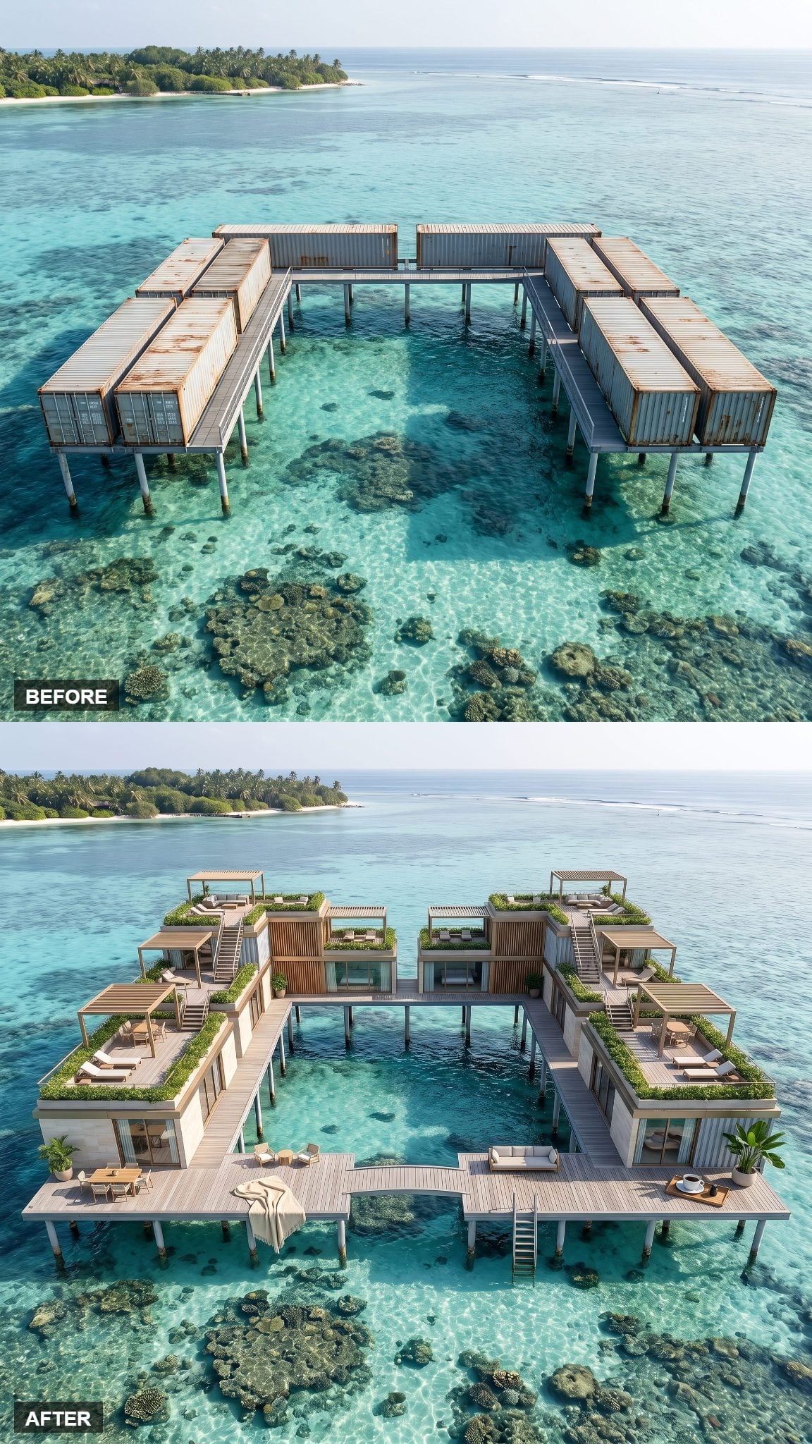 Cascading Terraced-Roof Lagoon Compound Where the Roofs Become the Living Space