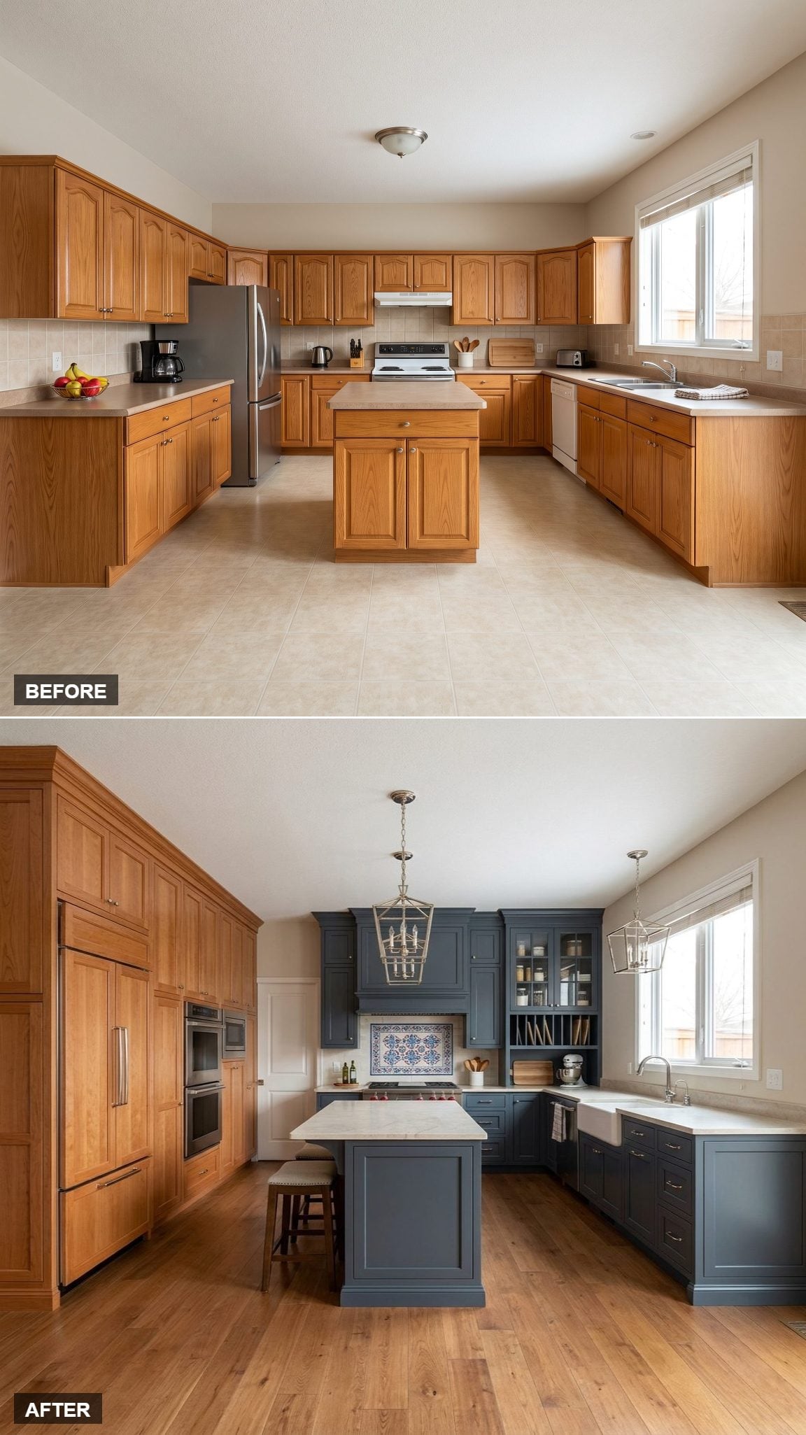 Charcoal-Blue Inset Cabinetry and a Dedicated Baking Center in Polished American Classic Style