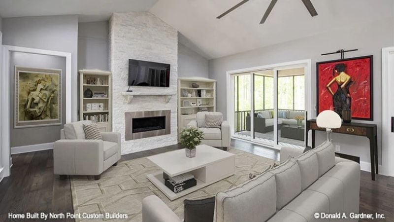 Stacked Stone, Built-Ins, and a Fireplace That Earns Its Wall