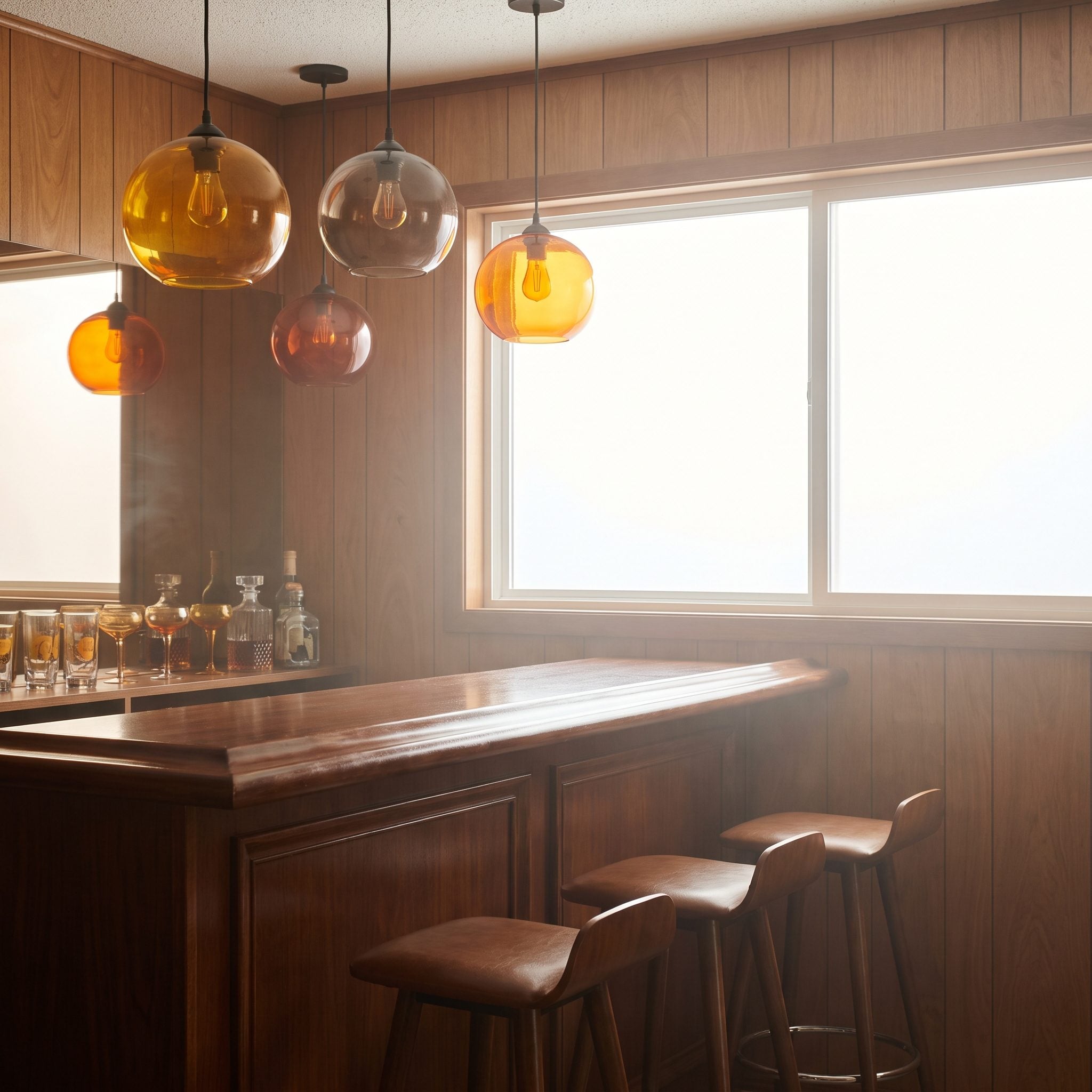 Colored or Amber Pendant Lights Making Everything Look Warmer