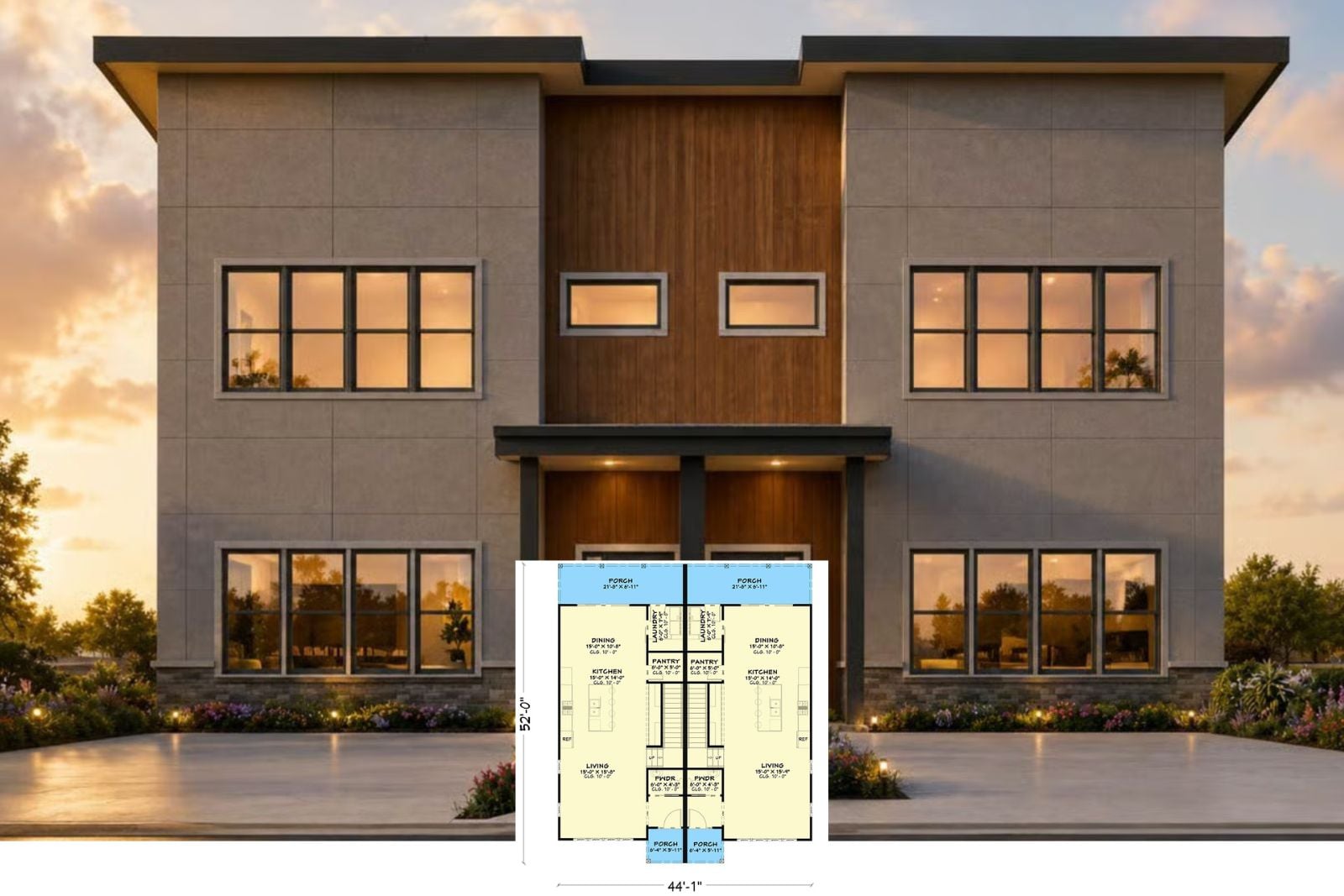 Goldhour 3-Bedroom Contemporary Duplex House Plan with Loft (3,558 Sq. Ft. Floor Plan)