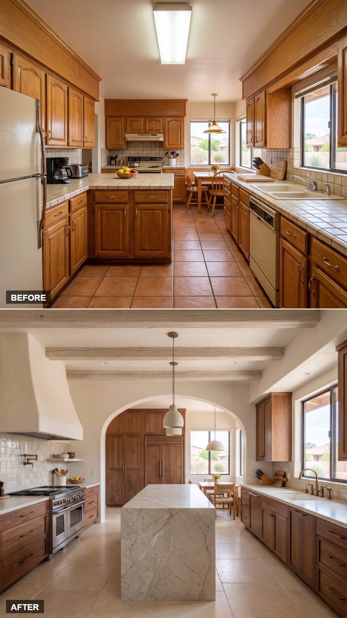 Contemporary Santa Fe with Sculpted Plaster and Walnut