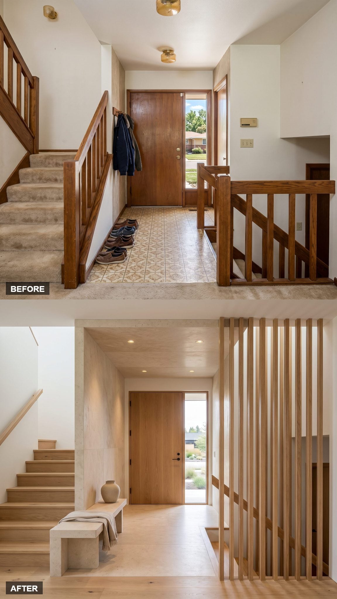 Contemporary Stone Vestibule Within the Foyer