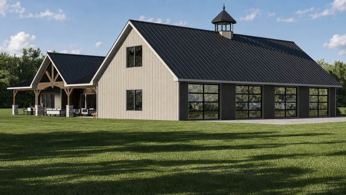 Barn-Scale Proportions With Garage Glass That Actually Earns the View