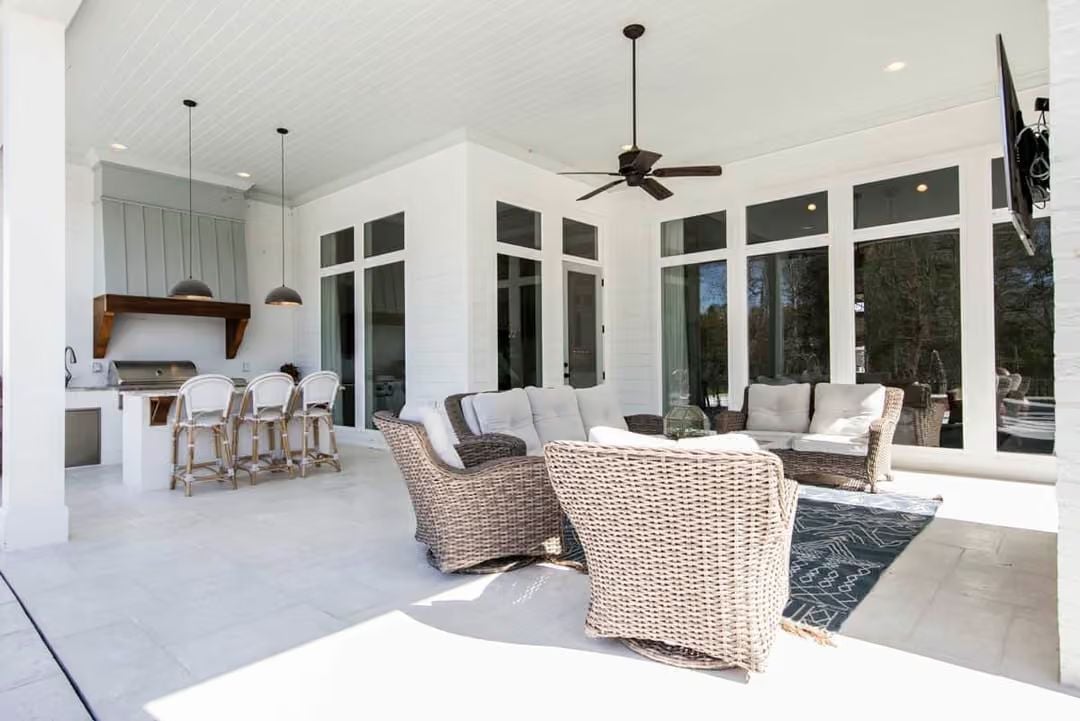 Covered Porch with an Outdoor Kitchen That Means Business