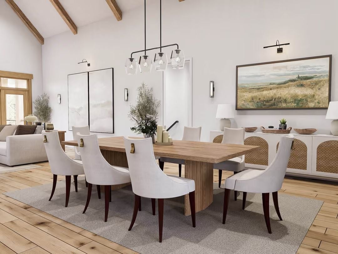 Cream Linen and Dark Walnut Legs Pull Off Something Most Dining Rooms Can't