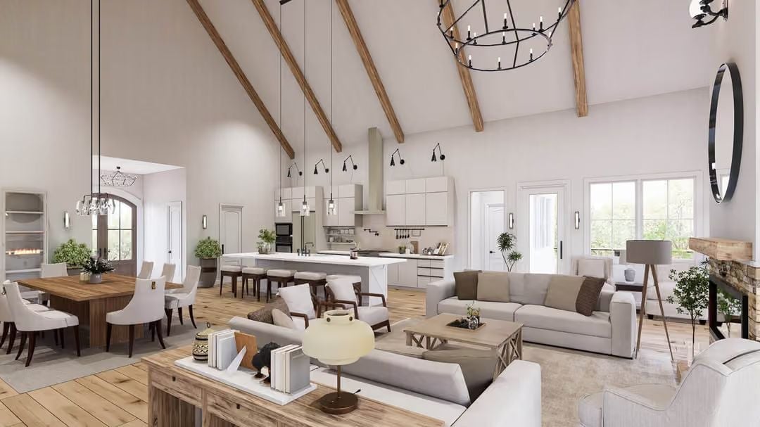 Vaulted Beams and Open Sightlines Built for Two Who Finally Have the Space