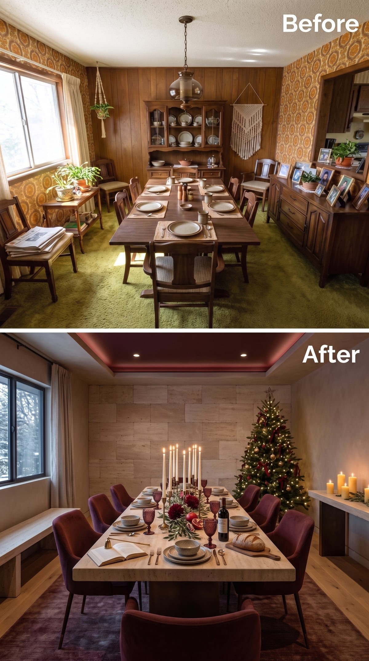 Burgundy Velvet, Candlelight, and a Tray Ceiling That Earns Its Keep