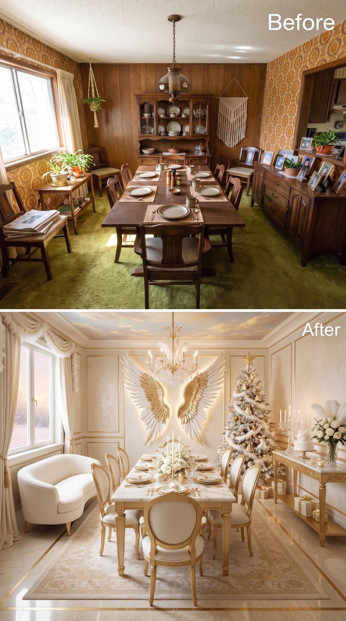 Gold, Wings, and Candlelight: One Dining Room's Complete Reinvention