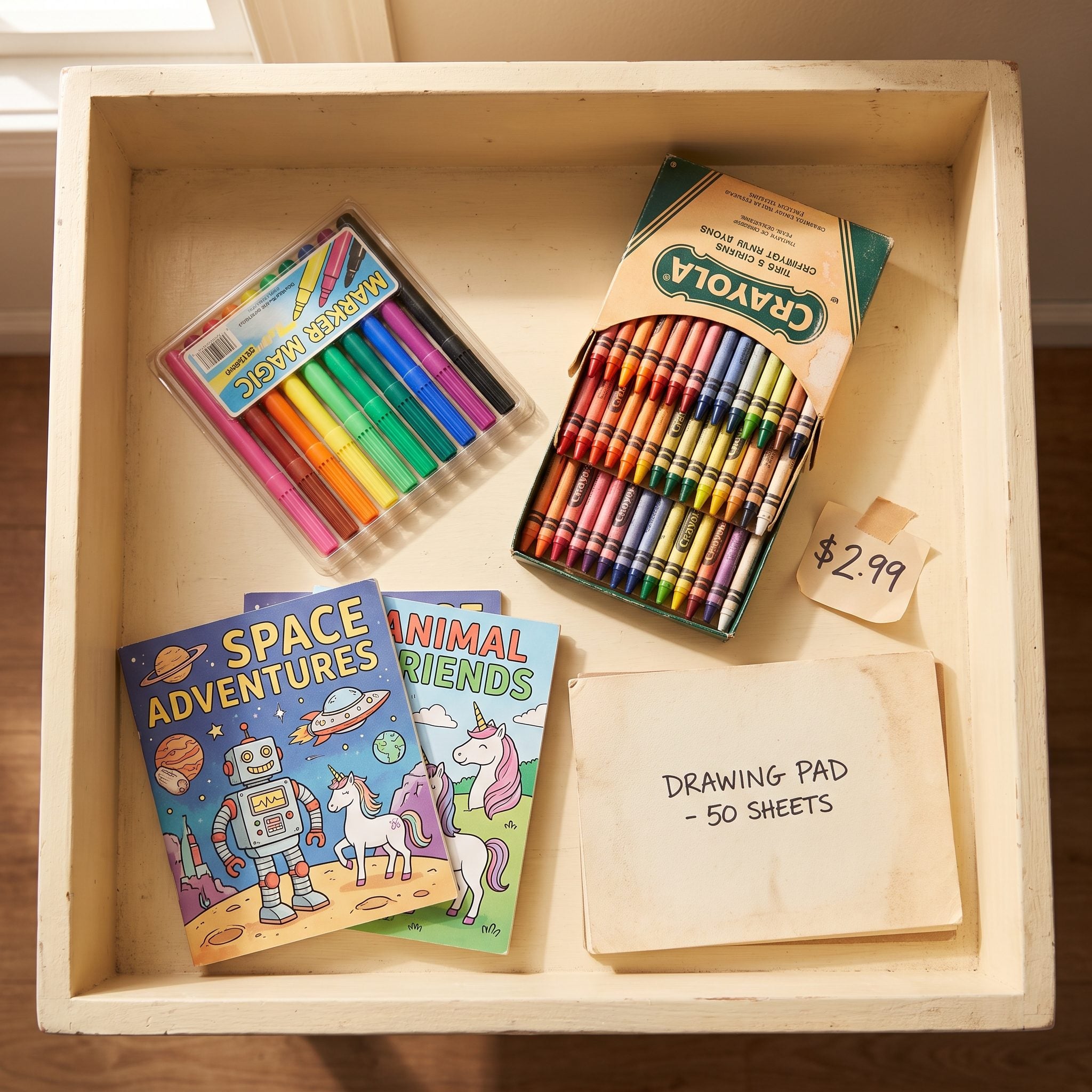 Crayons, Markers, and Coloring Books for Under $5 Total