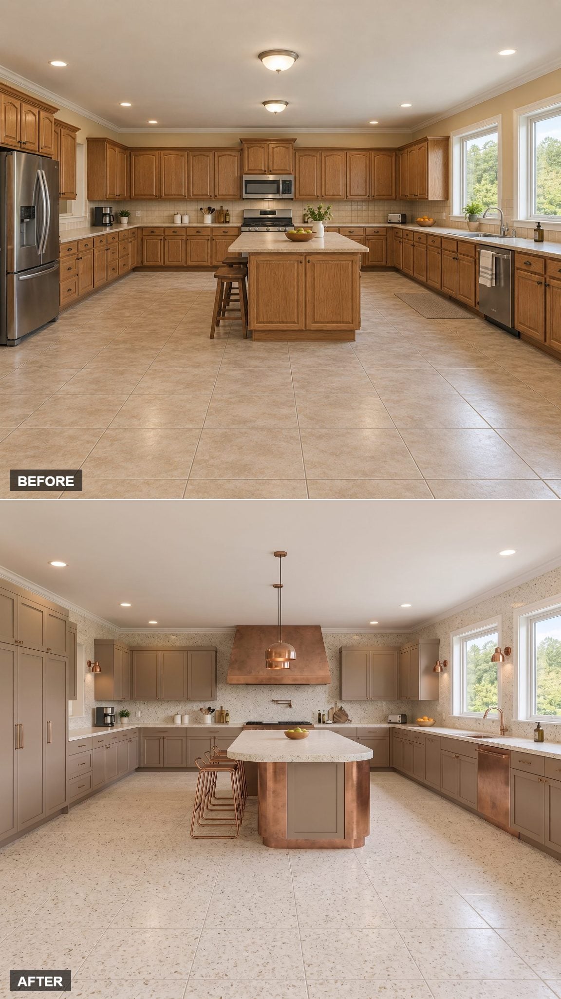 Cream Terrazzo And Copper That's Already Earned Its Patina