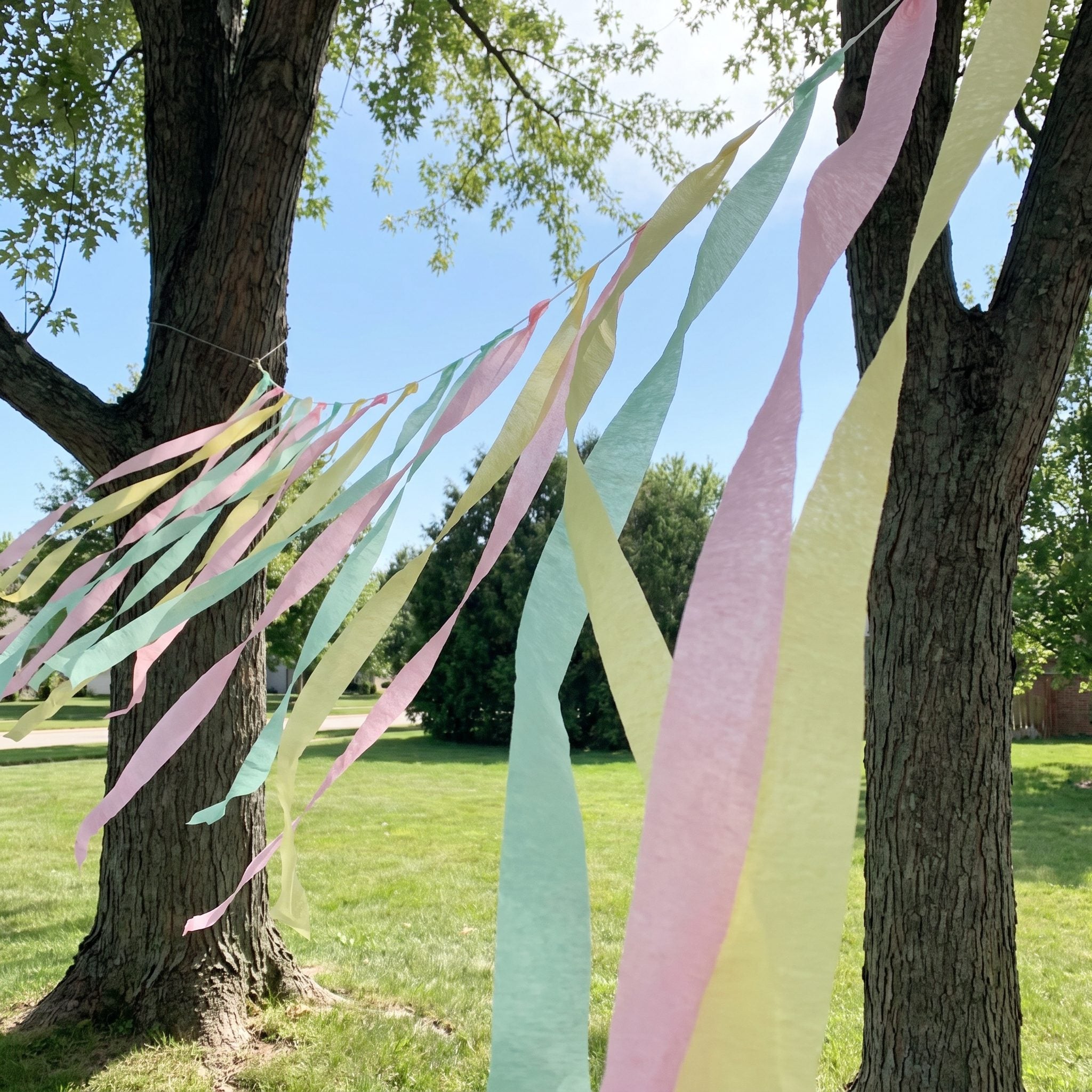 Crepe-paper birthday streamers costing 50 to 75 cents a roll