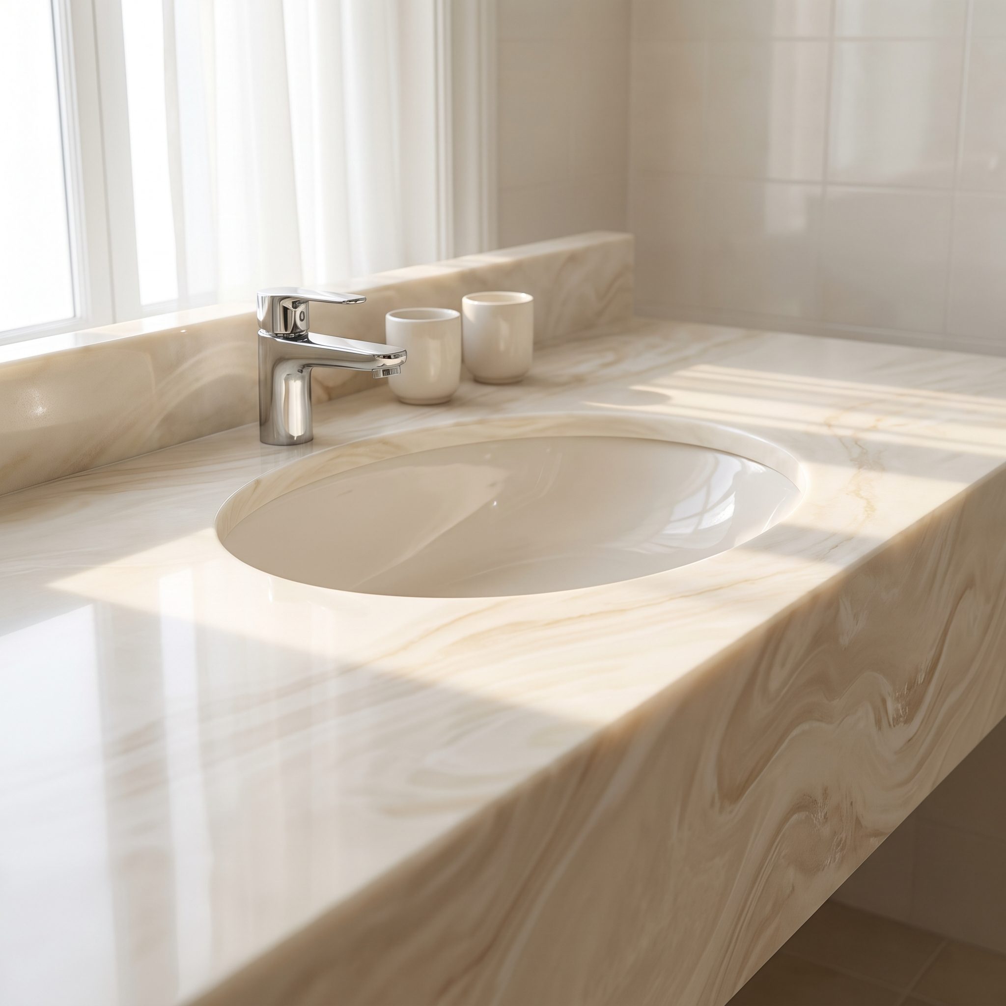 The Cultured-Marble Vanity Top With an Integrated Sink