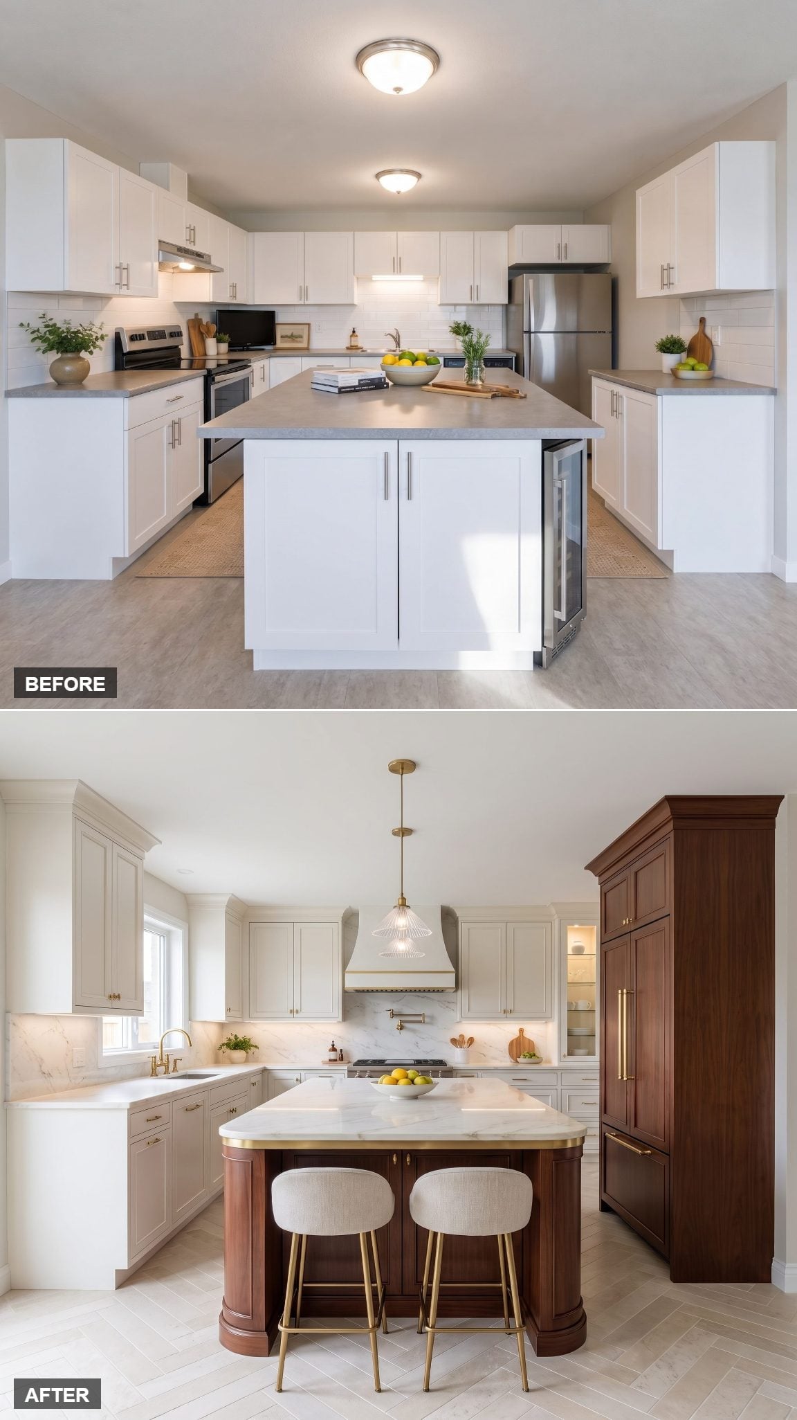 Curved Mahogany and Creamy Marble Go Full Parisian