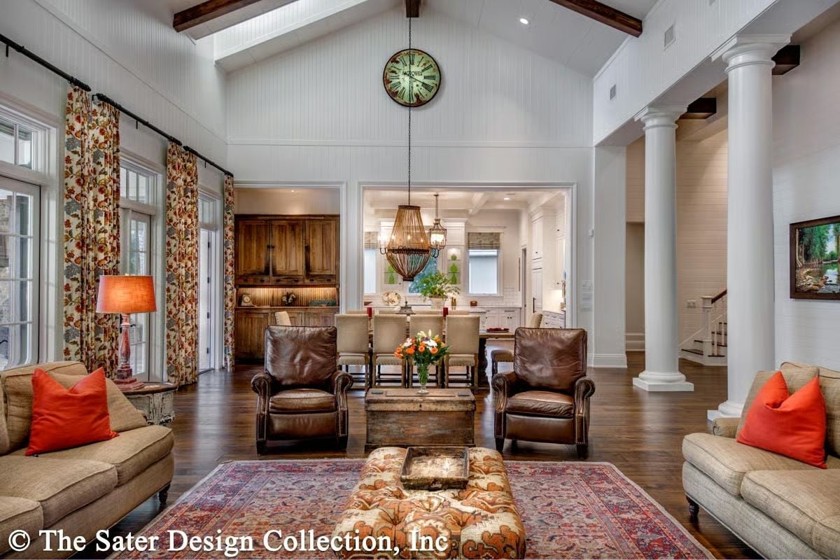 Leather, Exposed Beams, and a Clock That Earns Its Wall Space