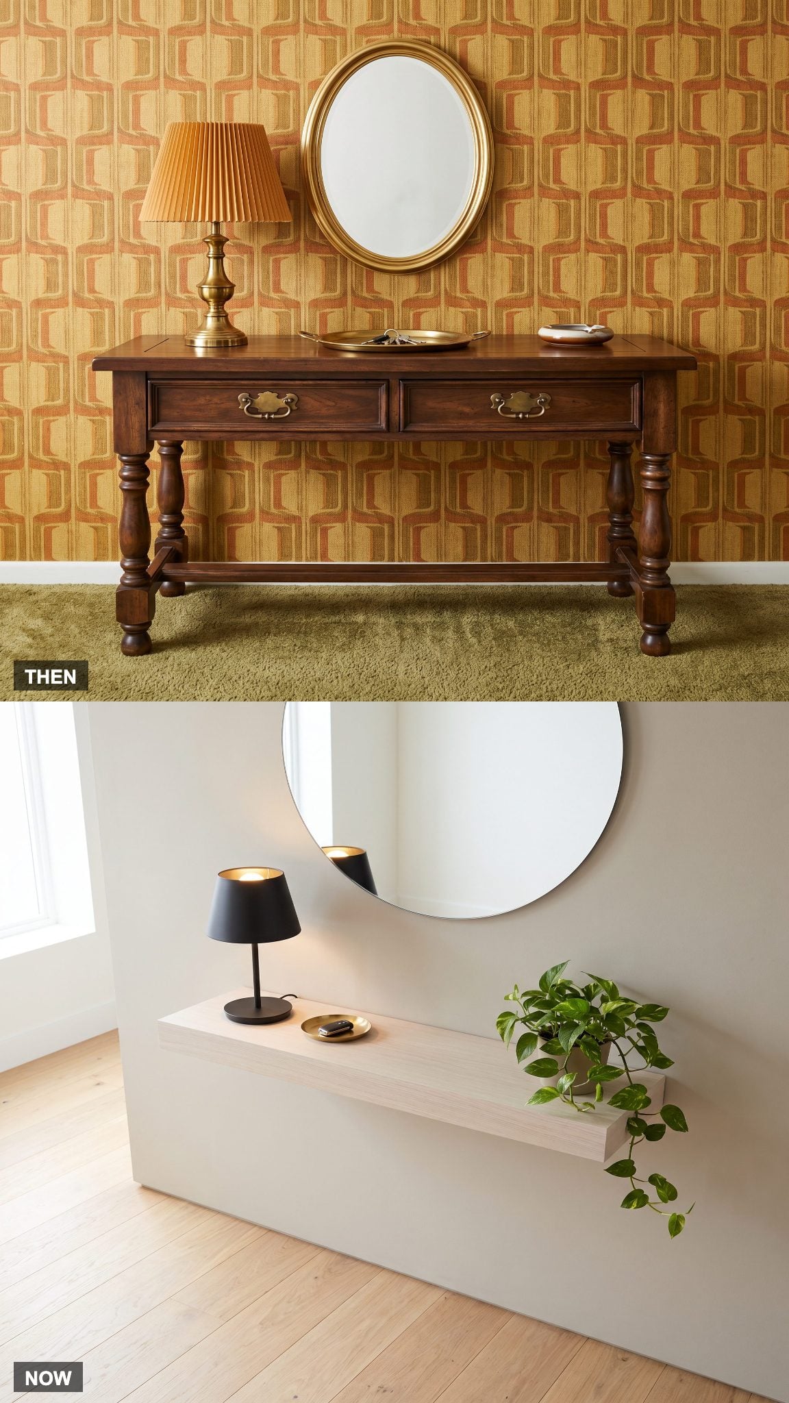 The Dark Wood Console Table vs. The Slim Floating Shelf