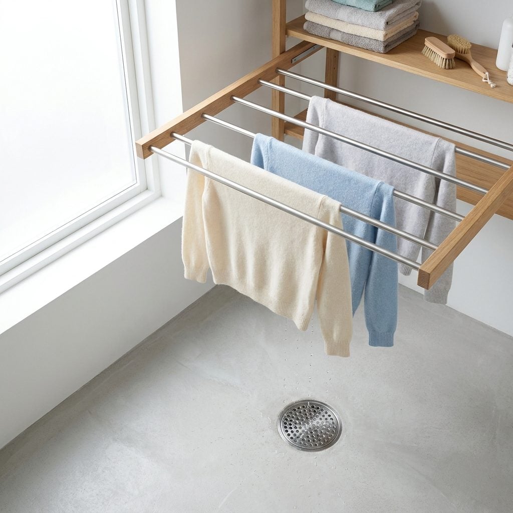 The Dedicated Drip-Dry Area With a Drain Directly Below