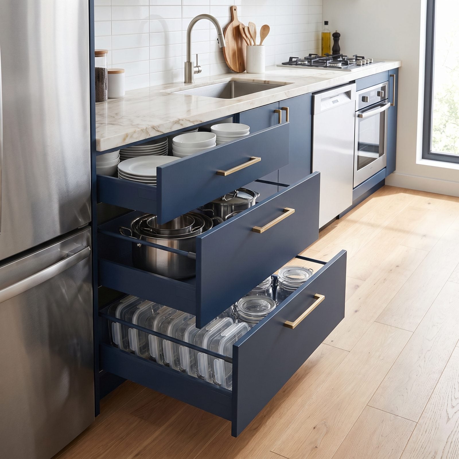 Deep Drawers Instead of Lower Cabinets With Doors