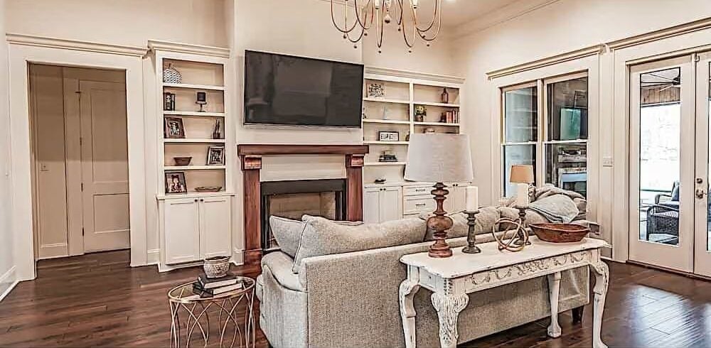 Built-Ins, Fireplace Mantel, and a Sofa That Knows What It's Doing