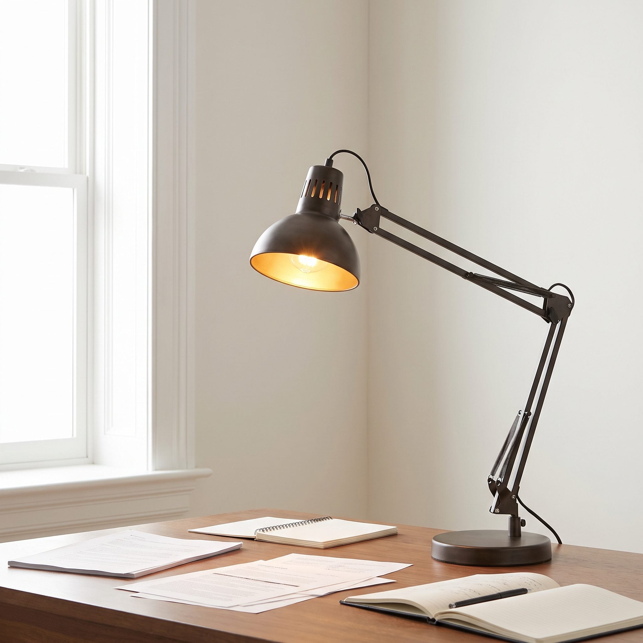 The Desk Lamp Throwing Light Across the Paperwork: $20 to $50