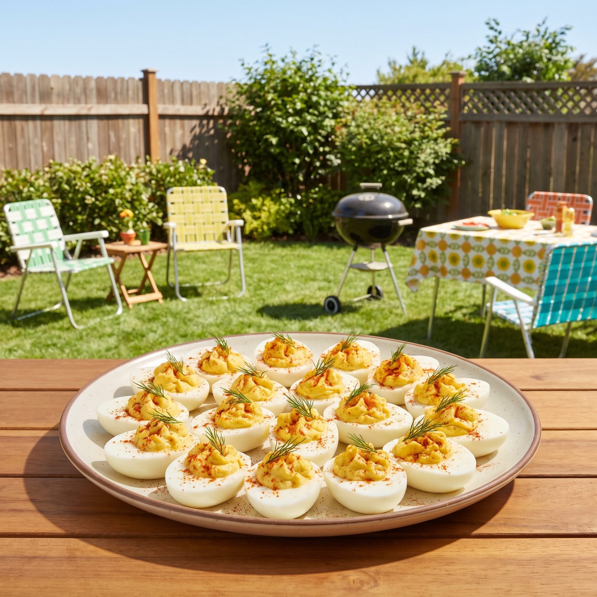 Deviled eggs arranged on a dedicated serving plate