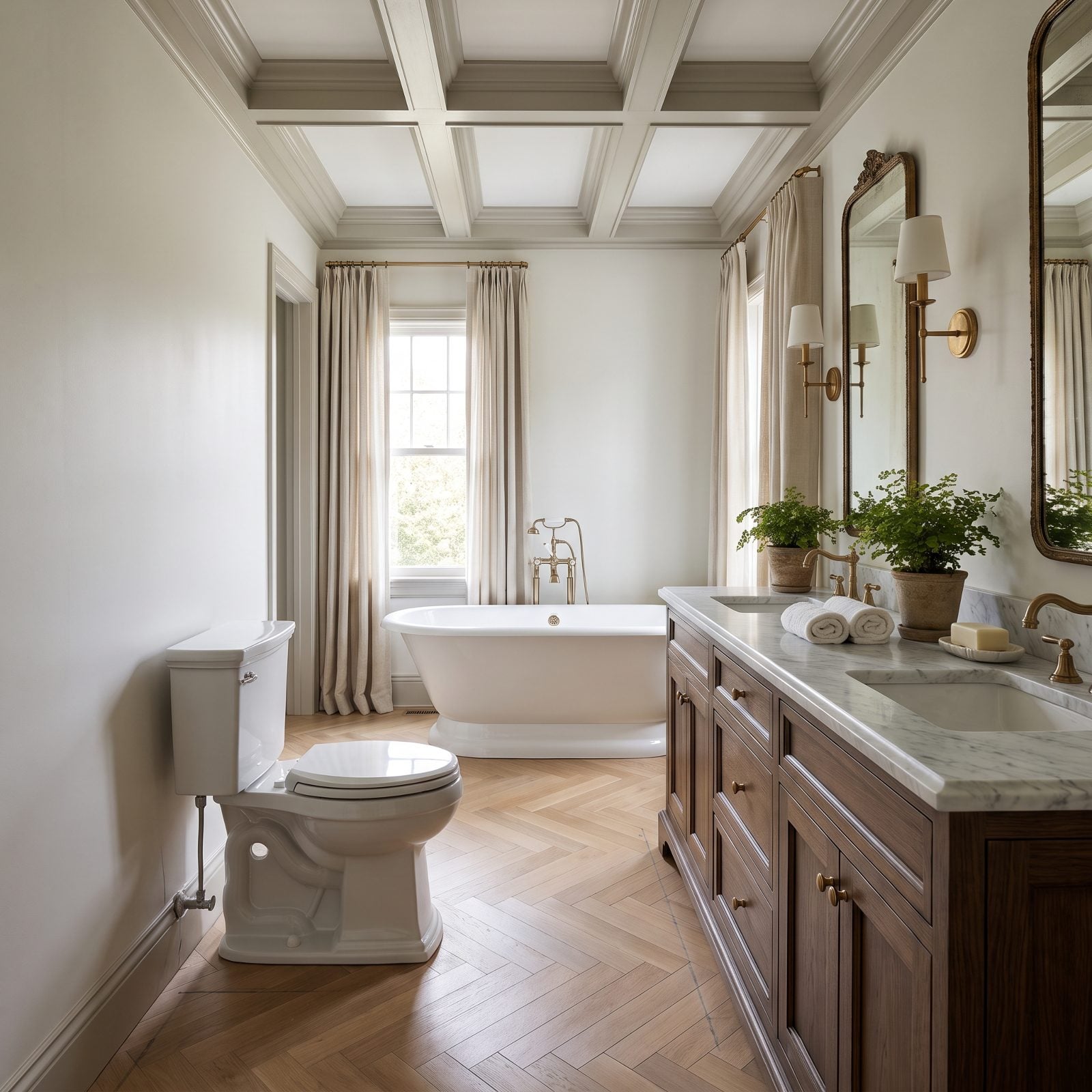 A Double Vanity That Violates Comfortable Toilet Clearance