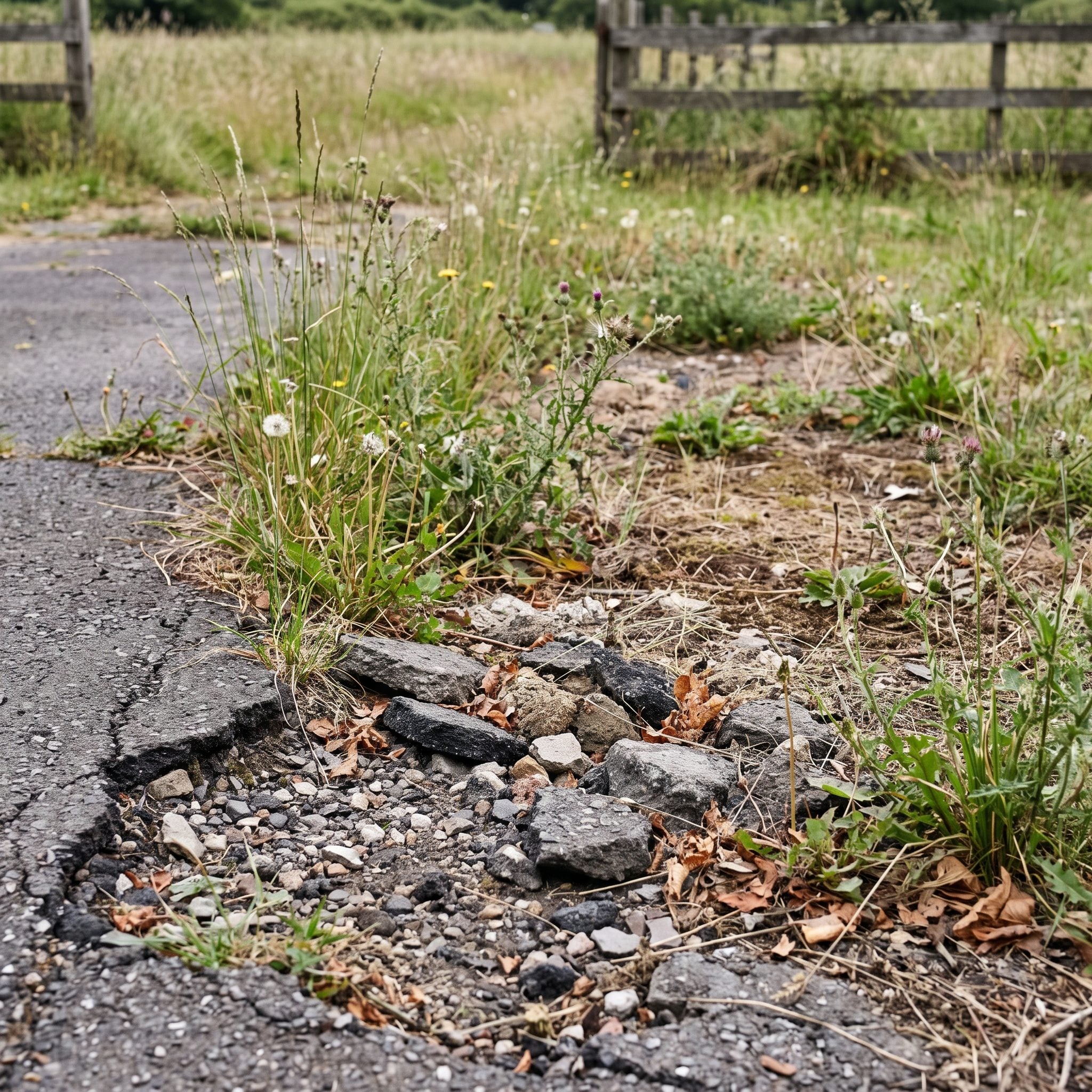 Driveway Edges That Trail Off Into a Ragged Mess of Weeds and Gravel