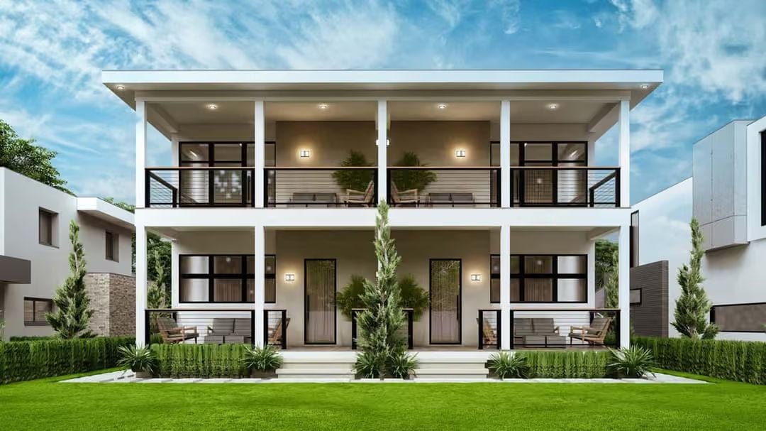Mirrored Porches and Warm Light Make This Duplex Feel Like Two Homes Chose Each Other