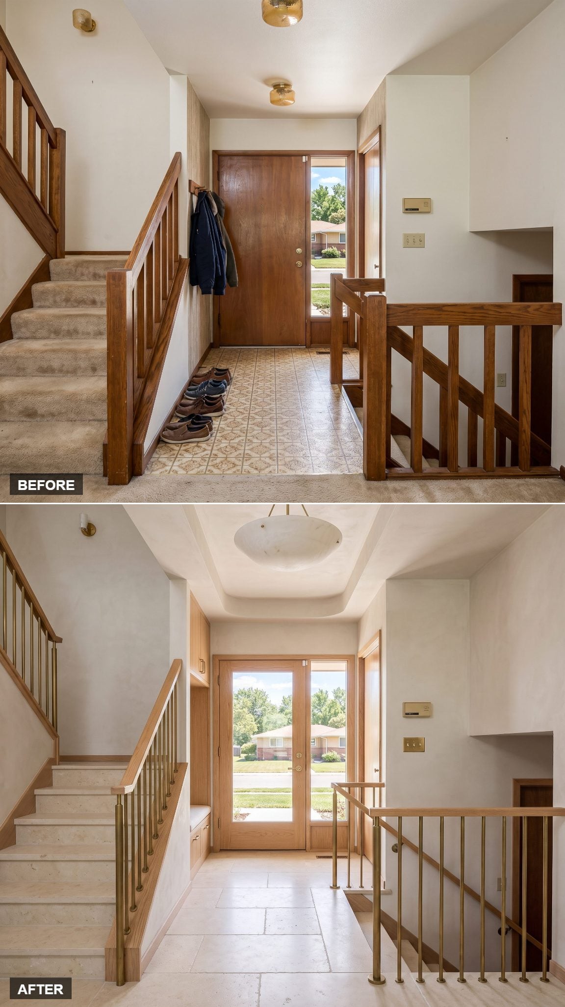 European Limestone Hall With a Quiet, Old-World Calm