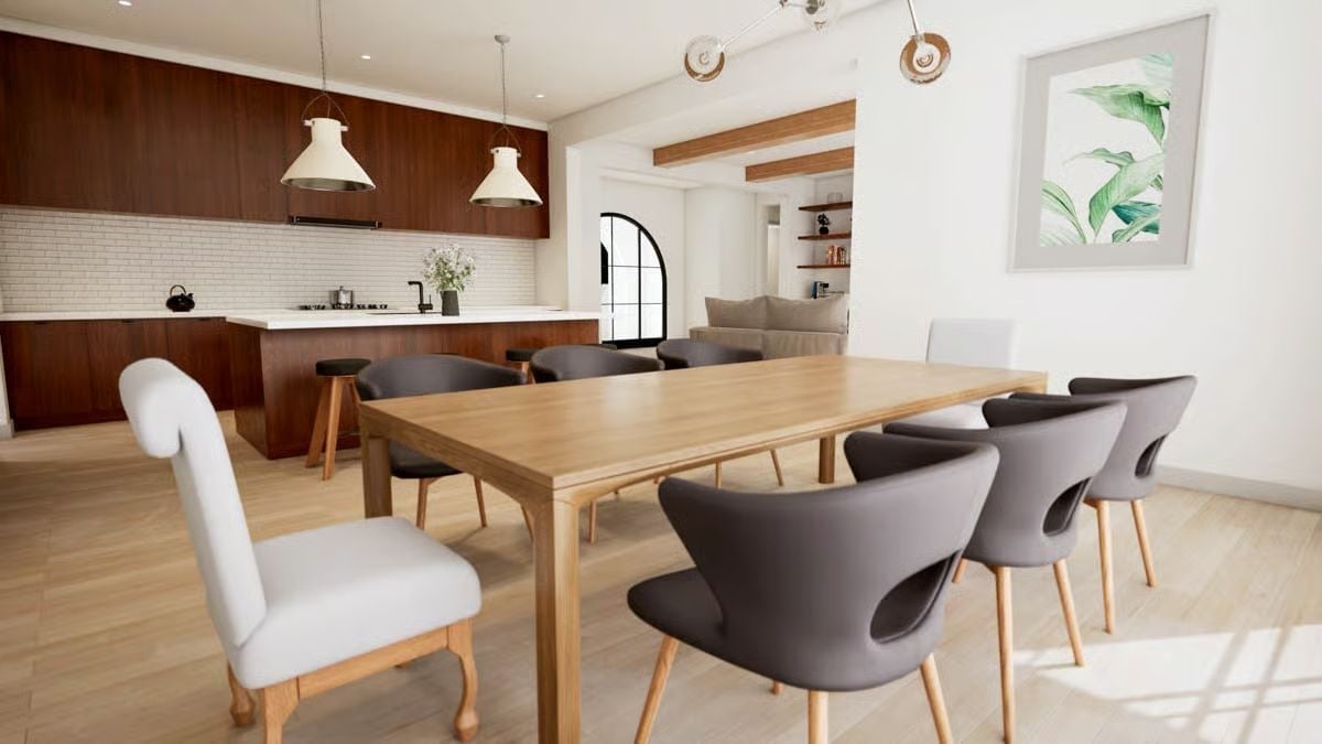 Dark Chairs, a Mismatched White Wingback, and a Table Built for Ten