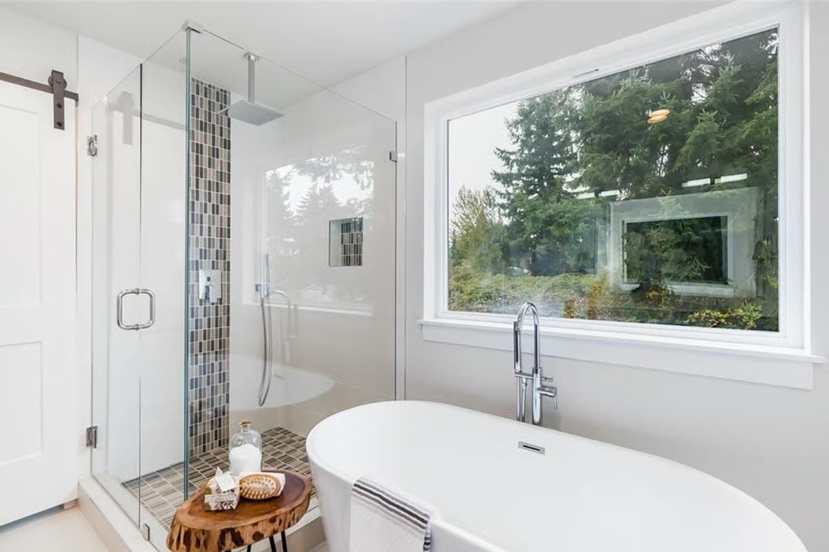 Freestanding Tub Positioned for the View Does More Than Any Spa Ever Could