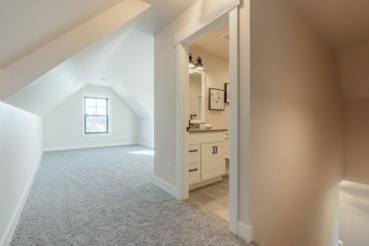 Pocket Door Between Bonus Room and Bath Keeps the Peace