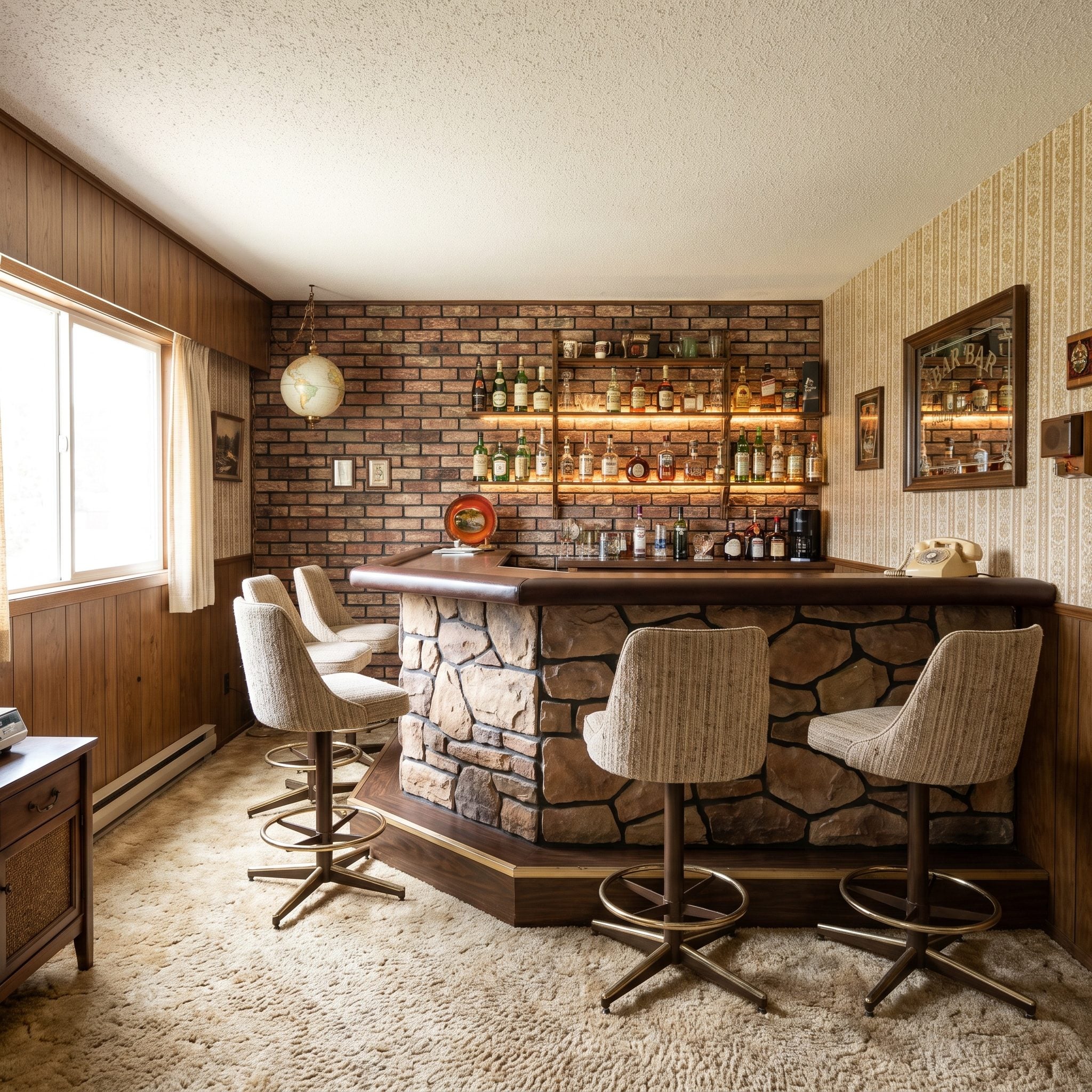 The Faux-Brick or Stone Bar Wall: Roughly $2 to $3 a Square Foot