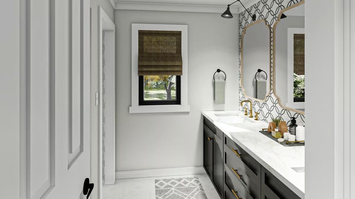 Gold Faucets, Dark Cabinetry, and Wallpaper That Knows Exactly When to Stop