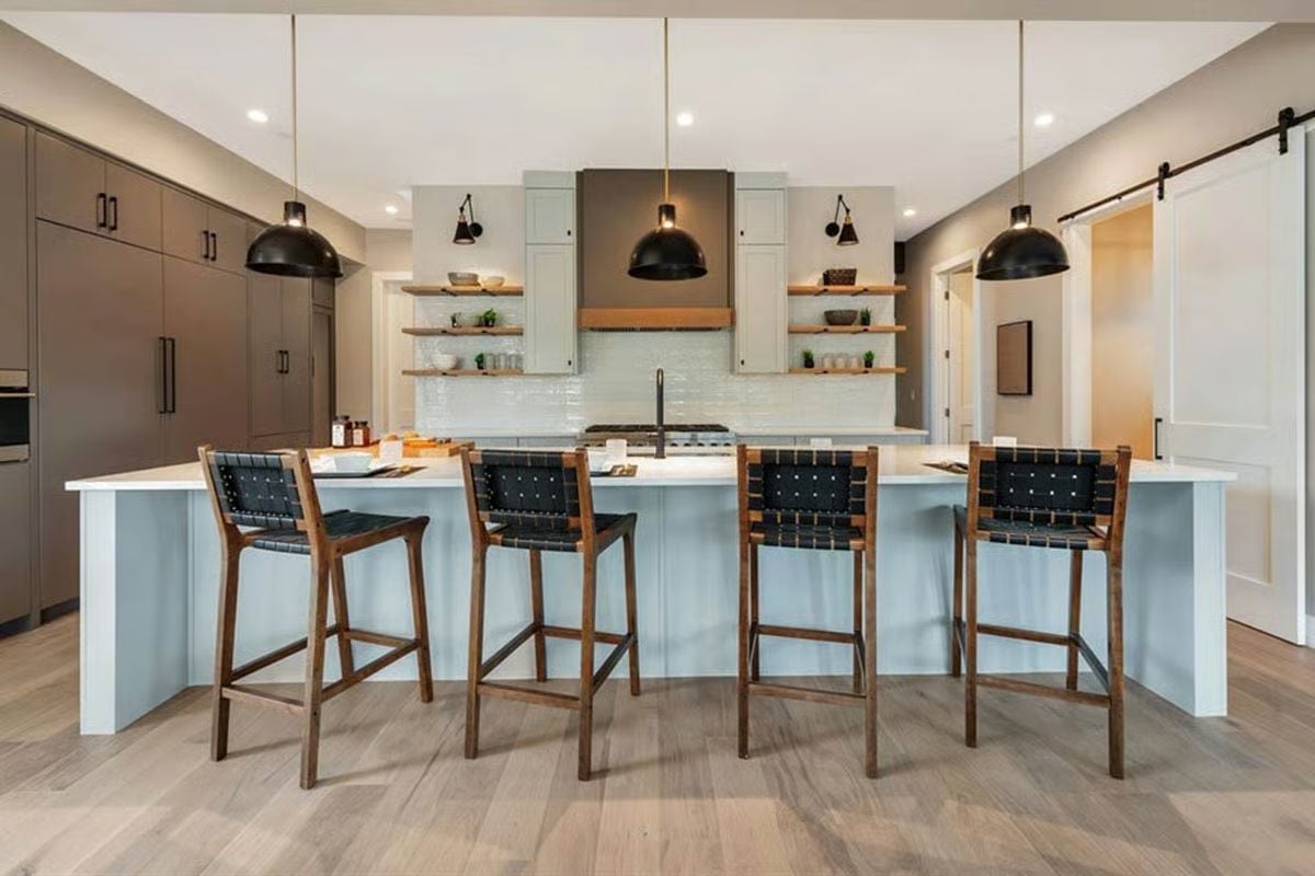 Woven Leather Barstools and a Kitchen Island That's Actually Big Enough